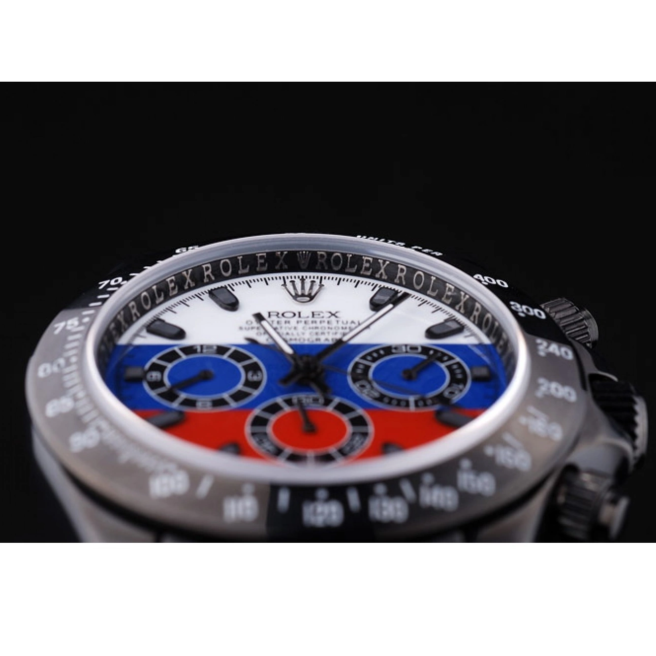Rolex aaa copy Flag Bracelet Black Russian Cosmograph Daytona Dial Rolex 7472 0528